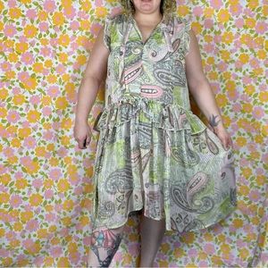 River island plus size chiffon paisley print dress with metallic lurex thread.